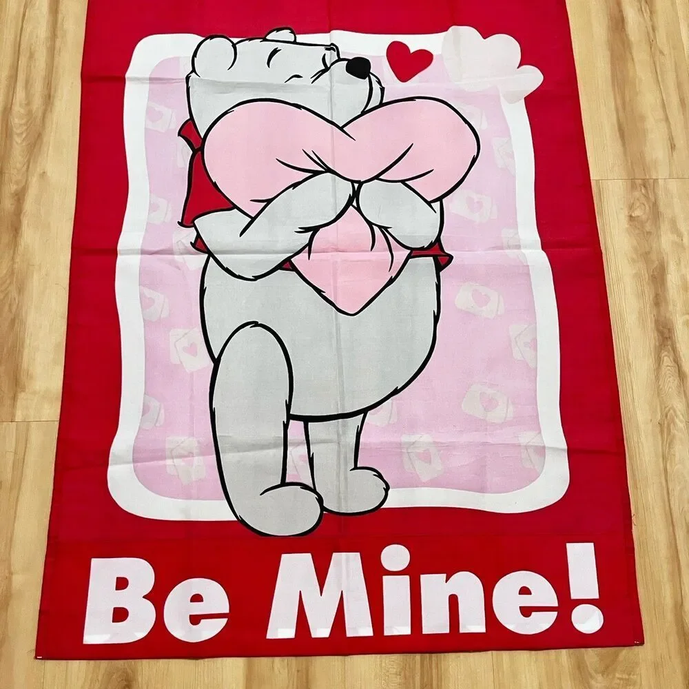 VTG Disney Winnie The Pooh Be Mine Valentine's Day Decorative Yard Flag Banner